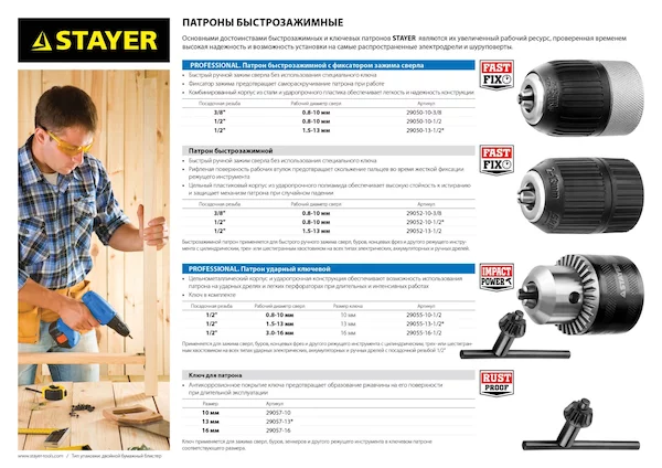 Ключ для патрона дрели STAYER 29057-13 — изображение 4
