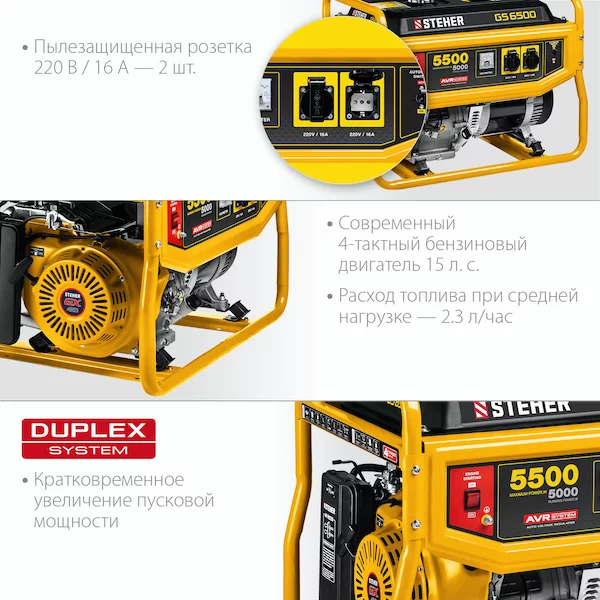 Бензиновый генератор STEHER GS-6500 — изображение 3
